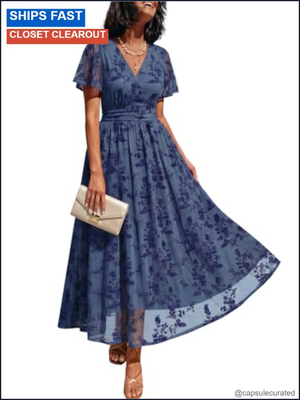 Floral Wrap Dress with Pockets for Wedding Guest